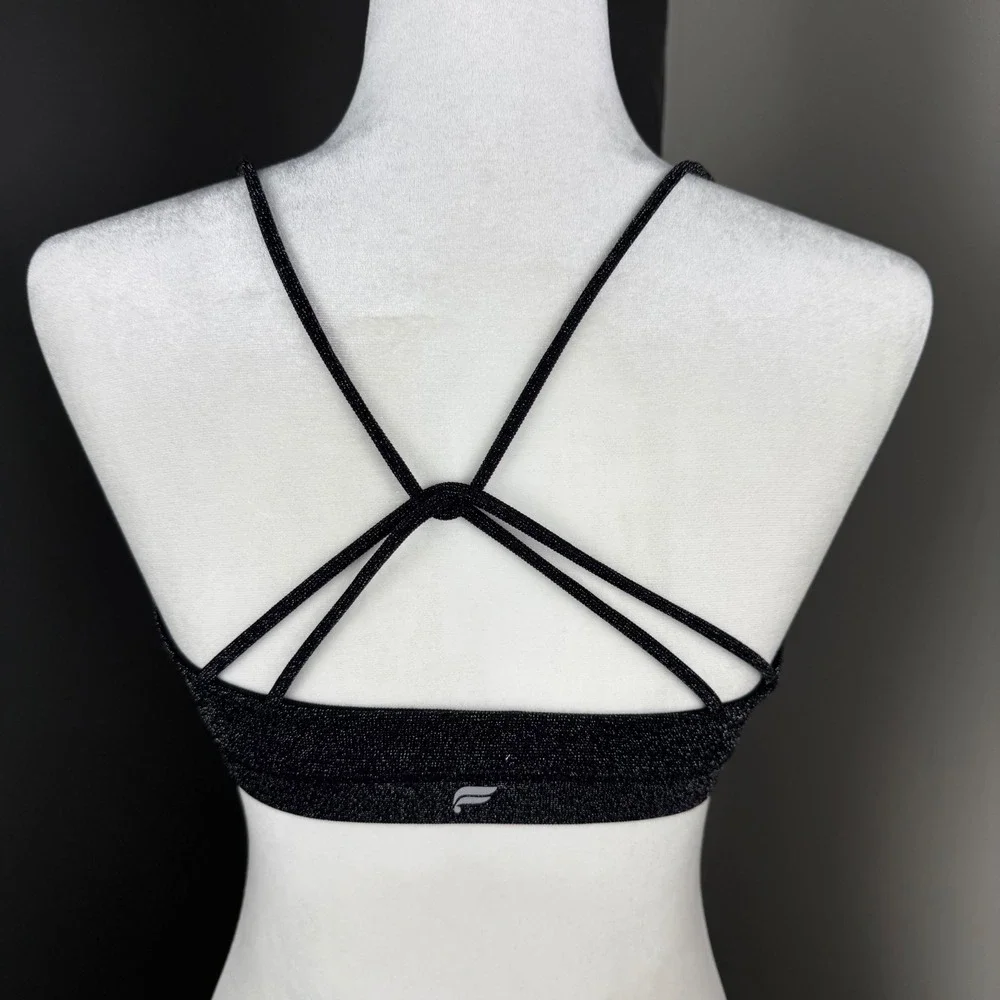 Fabletics Woman's Sparkle Black Low Impact Seamless Strappy‎ Sports Bra- Small